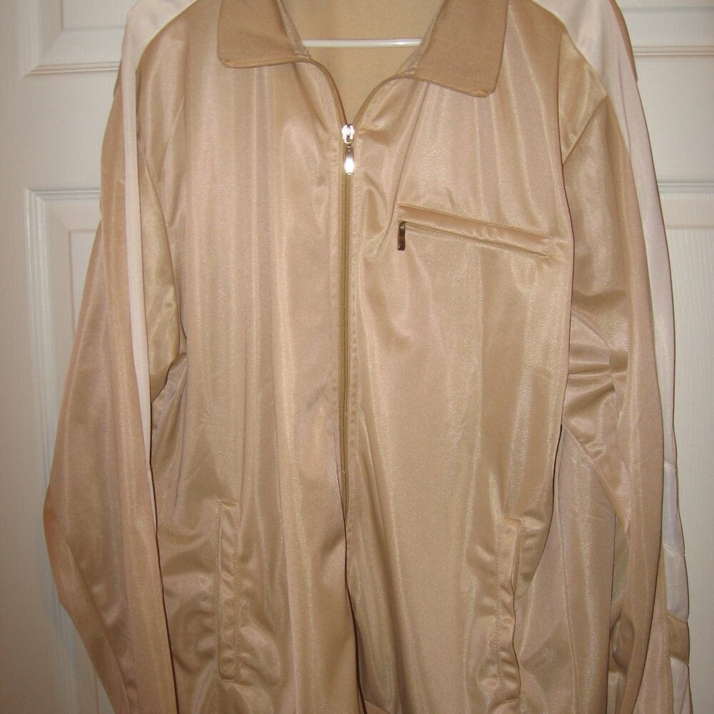 Haband Active Joe Track Jacket Men's Size XL Beige& White